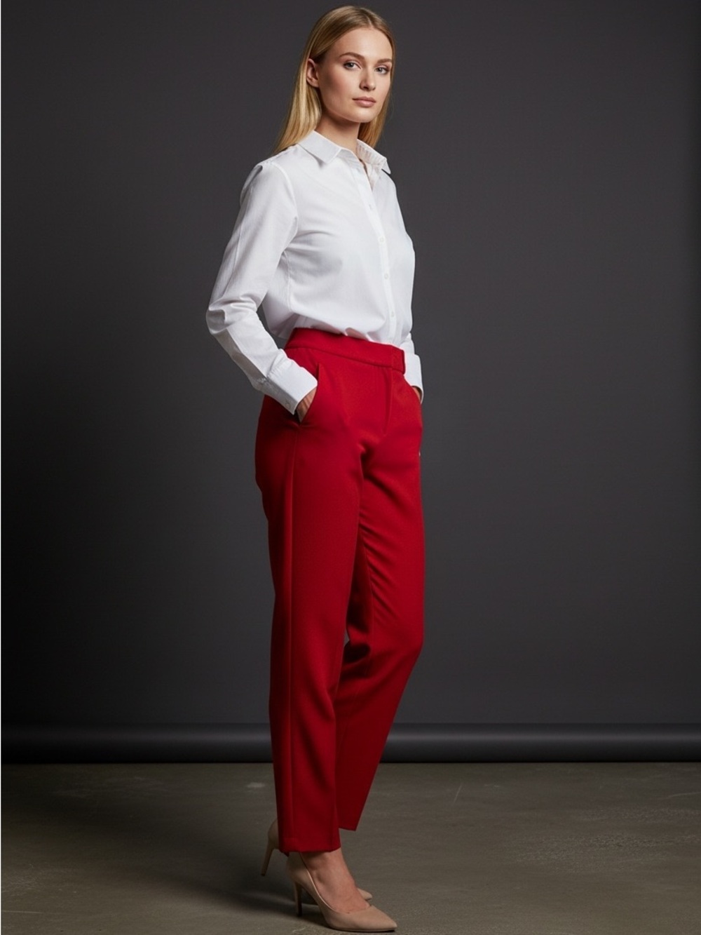 Bar III Red Tailored Straight Leg Dress Pants Trousers